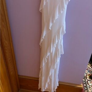 White Fox Boutique Asymmetrical White Ruffle Dress